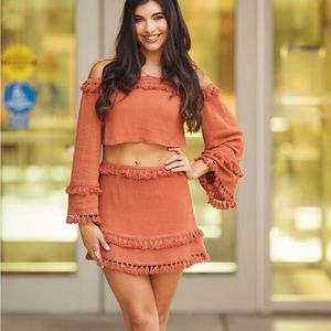 Skylar + Madison burnt orange fringe set